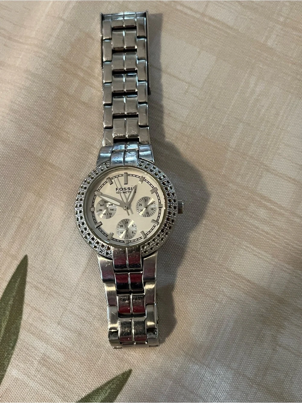 Fossil Silver Crystal-Accent Men’s Stainless Steel Watch